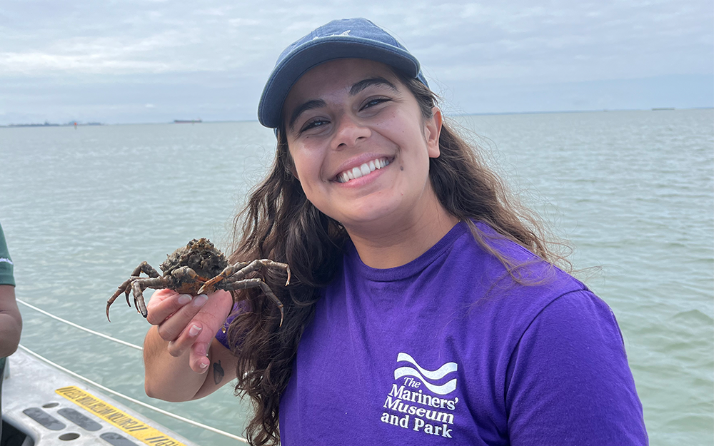 Claudia Moncada-Wireman M.A. ’23 on a 2024 “VoiCeS” class-series excursion with the Chesapeake Bay Foundation.