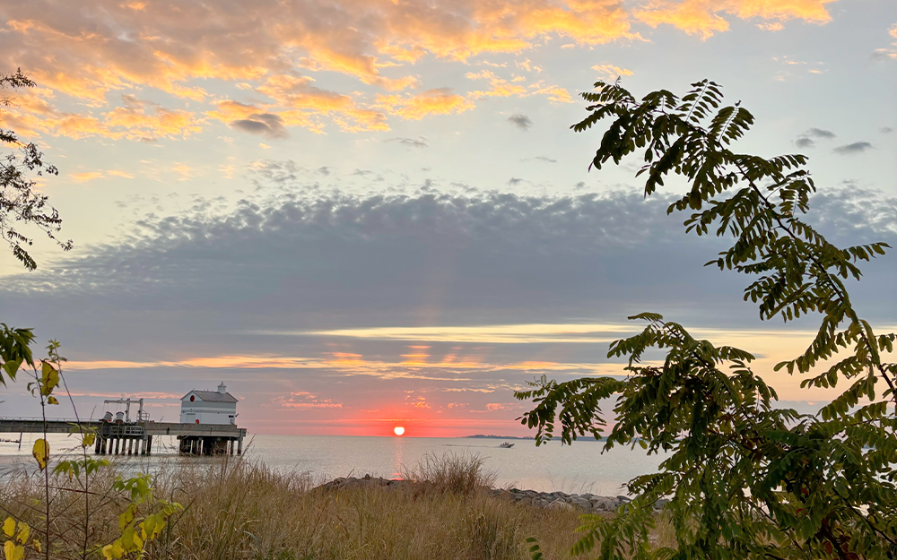 A sunrise view of the York River from the Batten School & VIMS campus. Photo by Libby Hoffeditz.