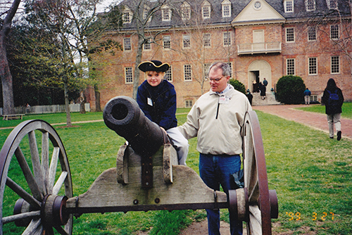 Erin was introduced to William & Mary at a young age, and the family frequently visited campus and Colonial Williamsburg. From left to right: Erin Spencer ‘14 and Taylor Spencer ‘83. Photo courtesy of Martha Spencer.