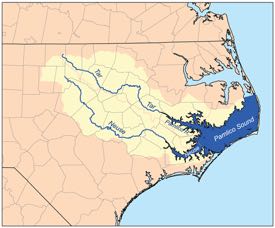 Pamlico Sound is fed by the Tar, Pamlico, and Neuse rivers. ©K. Musser/USGS.