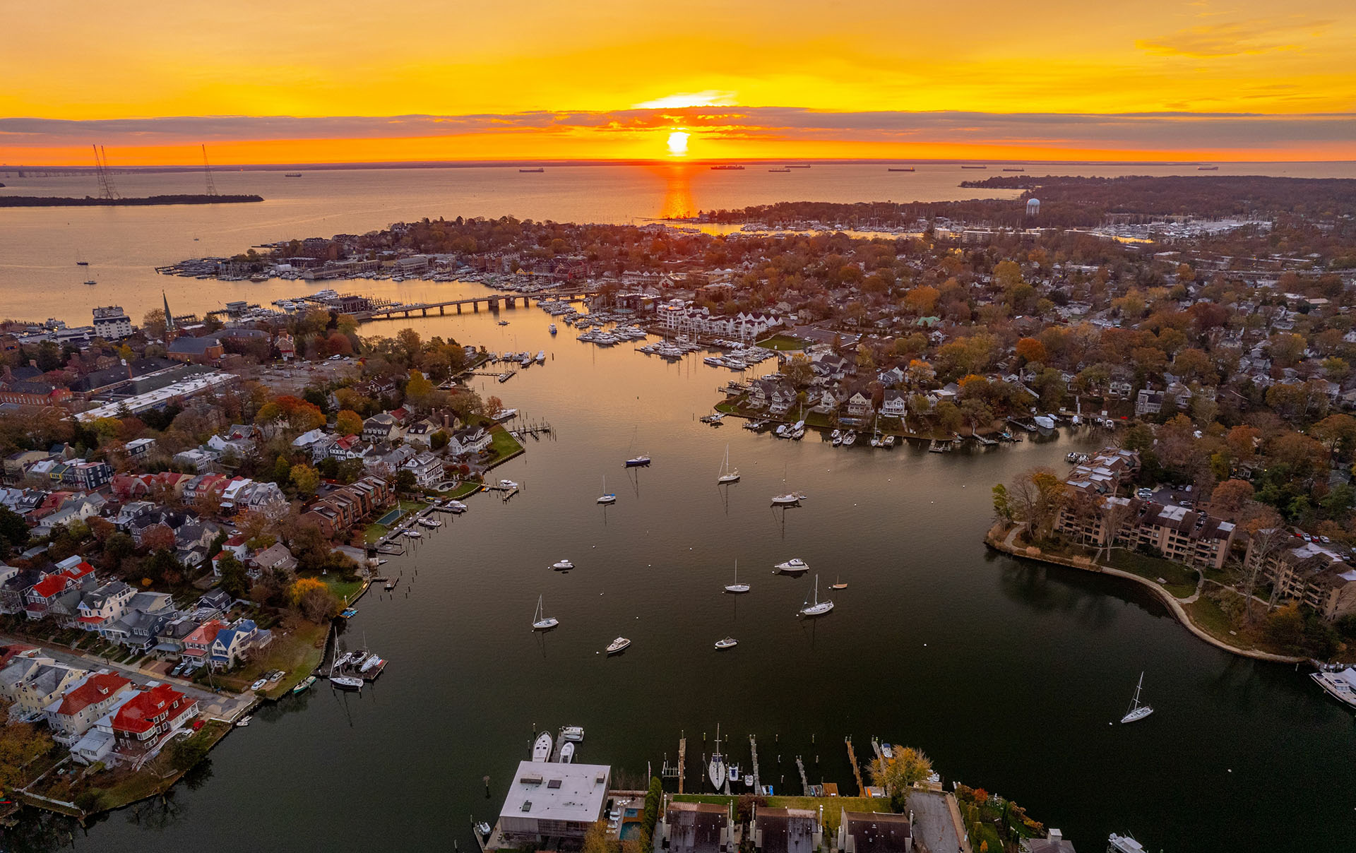 Annapolis Harbor and the Chesapeake Bay at sunset. According to a new study, U.S. East Coast estuaries could experience marine heat wave conditions up to a third of the year by the end of the century. Adobe Stock photo