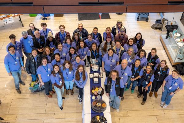 A group photo of some of this year's 45 Blue Crab Bowl volunteers from the Batten School &amp; VIMS. Photo by Bayleigh Albert for Virginia Sea Grant.