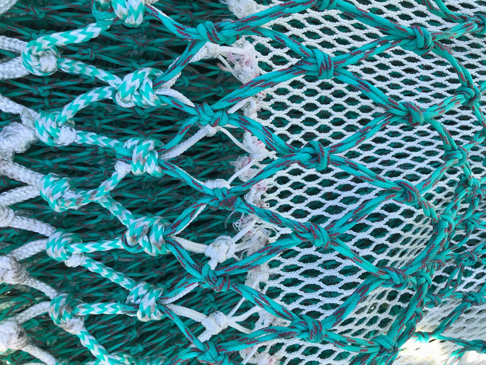 trawl netting and contrasting attached liner netting